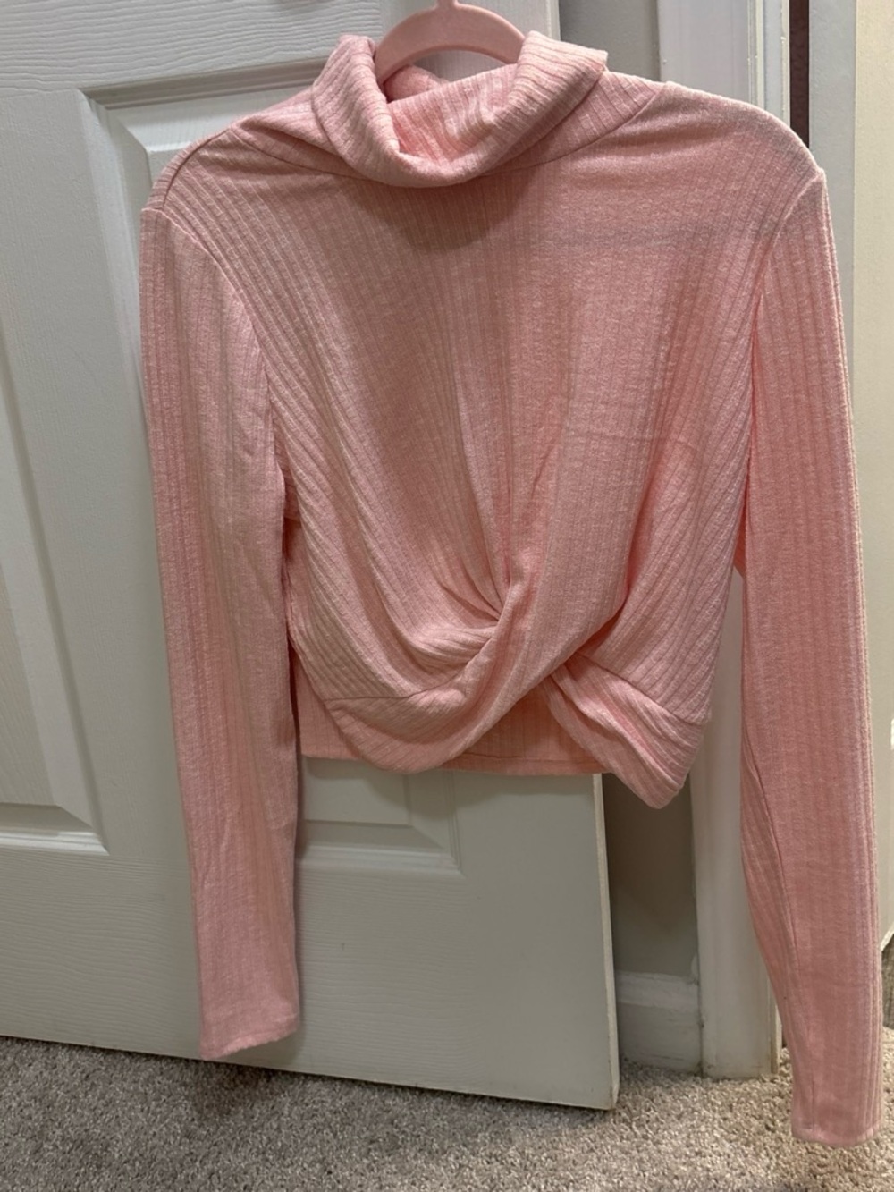 Urban Outfitters Pale Pink Twist-Front Turtleneck Sweater